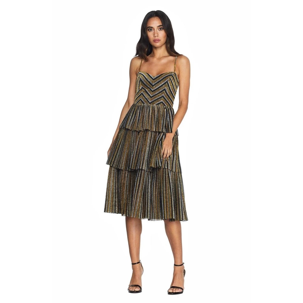 NEW Dress The Population Kathy Metallic Midi Dress Sz